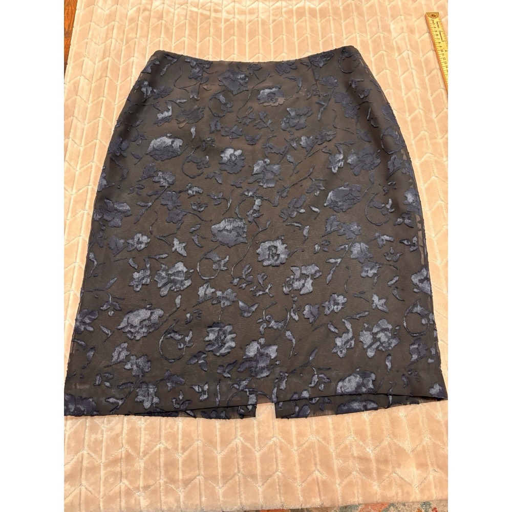 PRETA Velvet Floral Burnout Mesh Midi Pencil Skirt Size 42 Goth Dark Academia - Picture 2 of 11